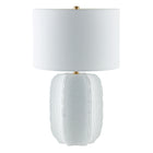 Hudson&Canal - Lampe de table haute Turbida 61 cm avec abat-jour en tissu - Blanc mat/laiton/blanc-Design moderne et contemporain pour votre salon, espace de travail ou table de chevet