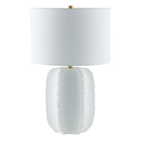 Hudson&Canal - Lampe de table haute Turbida 61 cm avec abat-jour en tissu - Blanc mat/laiton/blanc-Design moderne et contemporain pour votre salon, espace de travail ou table de chevet