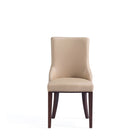 Manhattan Comfort Shubert 19.25" Modern Faux Leather and Velvet Upholstered Dining Chairs - Tan - Set of 2-Seat Height: 19.75