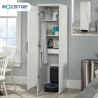 Sauder HomePlus Robot Vacuum Storage Cabinet - Soft White-Open bottom design allows the vacuum disc easy access to the charging/docking station