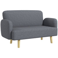 HOMCOM - Canapé 2 places avec rembourrage épais et pieds en bois - gris-Siège rembourré avec accoudoirs pour plus de confort lors des longues assises 