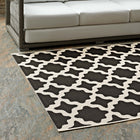 Modway - Cerelia Treillis marocains intérieurs et extérieurs Tapis 9 pi l x 12 pi L - Noir et beige-Dessous en caoutchouc de prise
