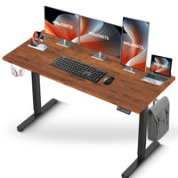 IMHome - Bureau assis-debout électrique réglable en hauteur avec 3 réglages de mémoire - 55 po x 24 po - Plateau brun / structure noire-Améliorez votre espace de travail avec le bureau assis-debout électrique IMHome, une solution polyvalente et riche en fonctionnalités pour les bureaux à domicile et les environnements professionnels. Ce bureau réglable en hauteur permet un ajustement électrique fluide de 28 po à 47 po (72 cm à 118 cm), vous permettant de passer facilement de la position assise à la position
