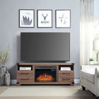 Manhattan Comfort Richmond 60" Modern Fireplace - Black and Brown - Set of 2-Recommended for up to a 56" TV