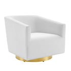 Modway Twist Accent Lounge Performance Velvet Swivel Chair - Gold White-Modern Accent Lounge Swivel Chair