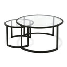 Hudson&Canal Mitera Round Nested Coffee Table - Blackened Bronze-Handcrafted blackened bronze finish is applied to the steel frame