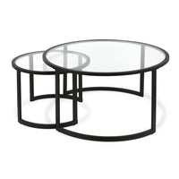 Hudson&Canal - Table basse ronde gigogne Mitera - Bronze noirci-Une finition en bronze noirci fabriquée à la main est appliquée sur le cadre en acier