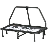Soozier Kids Trampoline Indoor with Music Function Steel Frame Bouncer Rebounder - 40.5" L x 22.5" W x 27.5" H - Black-Steel frame and PP jumping mat supports up to daily use 