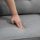HOMCOM - Fauteuil d’appoint moderne avec large assise - pieds en acier - capitonné à boutons pour chambre - gris-Les patins de pieds réglables le maintiennent stable et équilibré sur un sol irrégulier 

