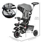 Aosom - tricycle 6-en-1 pour tout-petits avec siège pivotant - gris-Avec frein et embrayage 