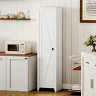 HOMCOM 67" H Kitchen Pantry Cabinet with Barn Door - White-Two 3-level adjustable shelves offer flexible storage 