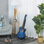 Soozier 38" Full Size Classical Acoustic Electric Guitar Premium Gloss Finish with Strings - Blue-Made from solid birch and basswood plywood 