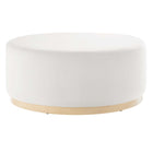 Modway Tilden Large 38" Round Performance Velvet Upholstered Ottoman - Alabaster/Natural-Performance Velvet Upholstery