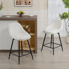 HOMCOM 26" Counter Height Swivel Bar Stools - Cream White - 2 Pack-Features a chic integrated design, adding a touch of modern elegance
