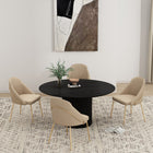 Manhattan Comfort Gracie 24.2" Modern Leatherette Upholstered Dining Chair - Tan and Gold - Set of 4-Frame and Legs Features Choice of Fully Welded Black Steel or Gold Stainless Steel