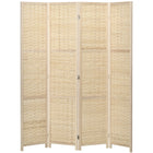 HOMCOM 4-Panel Bamboo Wave Freestanding Room Divider for Indoor Bedroom Office - Natural Wood-Great for creating a personal space or dividing up large rooms
