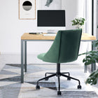 FurnitureR - Cian Chaise de travail pour ados rembourrée en velours, pivotante, vert-Capacité de poids : 250 livres