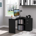HOMCOM 46" L-Shaped Desk with Drawer - Black-Durable particle board with melamine surface, long-lasting and easy to clean 