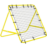 HOMCOM Rebounder Net Football Training Aid Kickback Target Play - Yellow-High-quality powder-coated steel tubes for durability 