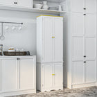 HOMCOM 72" H Freestanding Kitchen Pantry Cabinet with 4 Shelves and 4 Doors - White-Anti-tipping strap for safety 