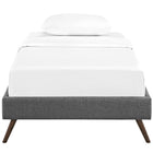 Modway Helen Fabric Twin Bed Frame with Round Splayed Legs - Grey-Non-Marking Foot Glides