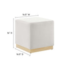 Modway Tilden 17" Square Performance Velvet Upholstered Ottoman - Alabaster/Natural-Stain-Resistant Fabric
