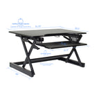 Rocelco – Plateforme ergonomique réglable en hauteur EADR, 32 po, pour bureau assis debout avec poignées haut/bas faciles, noir-Oeillet pour la gestion des câbles ou pour le montage de 1 ou 2  bras de moniteur sur votre espace de travail