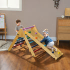 Qaba - Ensemble triangle Pikler 3 en 1 avec rampe - multicolore-Fabriqué en panneau multicouche de pin avec une surface lisse pour la sécurité 