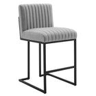 Modway Indulge Channel Tufted Fabric Counter Stool - Light Gray-Channel Tufted Counter Stool