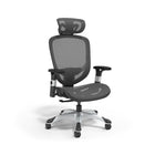Staples Hyken Ergonomic Mesh Swivel Task Chair - Grey-Adjustable seat and arm height, height- and angle-adjustable headrest, lumbar support, tilt tension, and tilt lock
