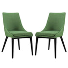 Modway Viscount Fabric Dining Side Chair - Kelly Green - 2 Pack-Black Rubberwood Legs
