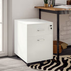Vinsetto Locking 2-Drawer Rolling Filing Cabinet with Wheels - White-5 universal wheels with 2 lockable and 1 anti-tipping for safety
