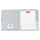 JAM Paper - Chemises multi-poches en plastique robuste  - organiseur à 10 pochettes - transparentes-Ces chemises durables ont beaucoup plus de poches d'affichage que les chemises standard, sont fabriquées en plastique poly robuste et disposent d'une fente pratique pour les cartes de visite.