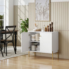HOMCOM Modern 31.5" L Sideboard Buffet Cabinet with Fluted Doors - White-Particleboard and MDF frame with melamine surface for easy wipe cleaning