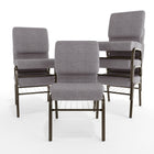 Flash Furniture - Chaise d'église de la série HERCULES de 18,5 po de largeur en tissu gris avec étagère à livres-Finition du cadre enduit de poudre veine d'or