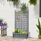 Outsunny Raised Garden Bed with Trellis for Climbing Vines - Grey-Leakage holes are convenient for drainage
