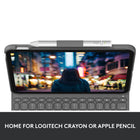 Logitech Slim Folio Keyboard Case for iPad A16/ 10.9" (10th Gen.) - English - Oxford Grey-Home For Logitech Crayon or Apple Pencil: Sketch, write, and store your digital stylus in this iPad keyboard case's convenient holder where it won’t get lost or in the way