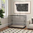 PawHut - Cage pour chien 41 po, cage pliante en métal avec 2 portes, plateau, coussin-Structure en métal solide pour plus de stabilité 