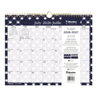 Blueline 12 Month Monthly Academic Wall Calendar - August to July - 15" H x 12" W - Nautical Design - Bilingual-Reference calendars for the current and next month