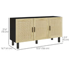 HOMCOM Boho 53.5" L Sideboard - Black-Adjustable shelves allow you to store larger items