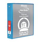 BAZIC Products 1.5" 3-Ring View Binder with 2 Pockets - Cyan - 6 Pack-Clear View Cover on front, back & side