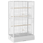 PawHut 39" H Bird Cage with Wooden Stands, Slide-Out Tray, Handle and Food Containers - White-Spacious living area, with 0.4" (1 cm) of spacing - finches, canaries, budgies, love birds and other small birds 