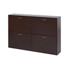HOMCOM Flip Down Shoe Storage Cabinet with Wooden Rack for Entryway - Brown-Stylish and practical shoe cabinet