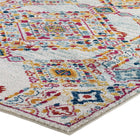 Modway Entourage Khalida Distressed Floral Lattice Area Rug - 8 ft W x 10 ft L - Ivory Blue Orange Yellow Red-Stain Resistant / Easy to Clean
