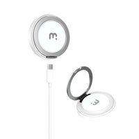 MyBat DockIt 360° Magnetic Wireless Charger + Ring Grip Stand - White-15W Fast Wireless Charging - Works with all Qi-enabled devices for efficient, stable power