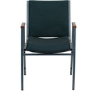 Flash Furniture – Chaise empilable robuste à revêtement vert à motifs et rembourrage de 3 po Hercules, avec accoudoirs, 4/pqt-Rembourrage en tissu vert à motifs
