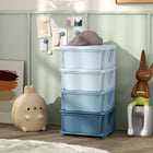 Qaba - Organiseur de jouets pour enfants à 4 niveaux avec 4 bacs de rangement en plastique - Bleu-Facile à ouvrir et à fermer, ce qui le rend adapté à votre chéri 