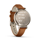 Garmin Lily 2 - Cream Gold Case with Tan Leather Band-If you feel unsafe or if your watch senses that an incident occurred, during select activities your watch will send a message with your live location