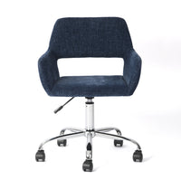 Chaise de Bureau en Tissu Homy Casa – Bleu Foncé-Rembourré en velours lisse de qualité supérieure