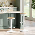 HOMCOM - Tabourets de bar pivotants réglables en bois - bois naturel et blanc - paquet de 2-Hauteur de siège réglable de 23,6 po à 31,5 po (60-80 cm) pour s'adapter facilement à tout bar ou comptoir 
